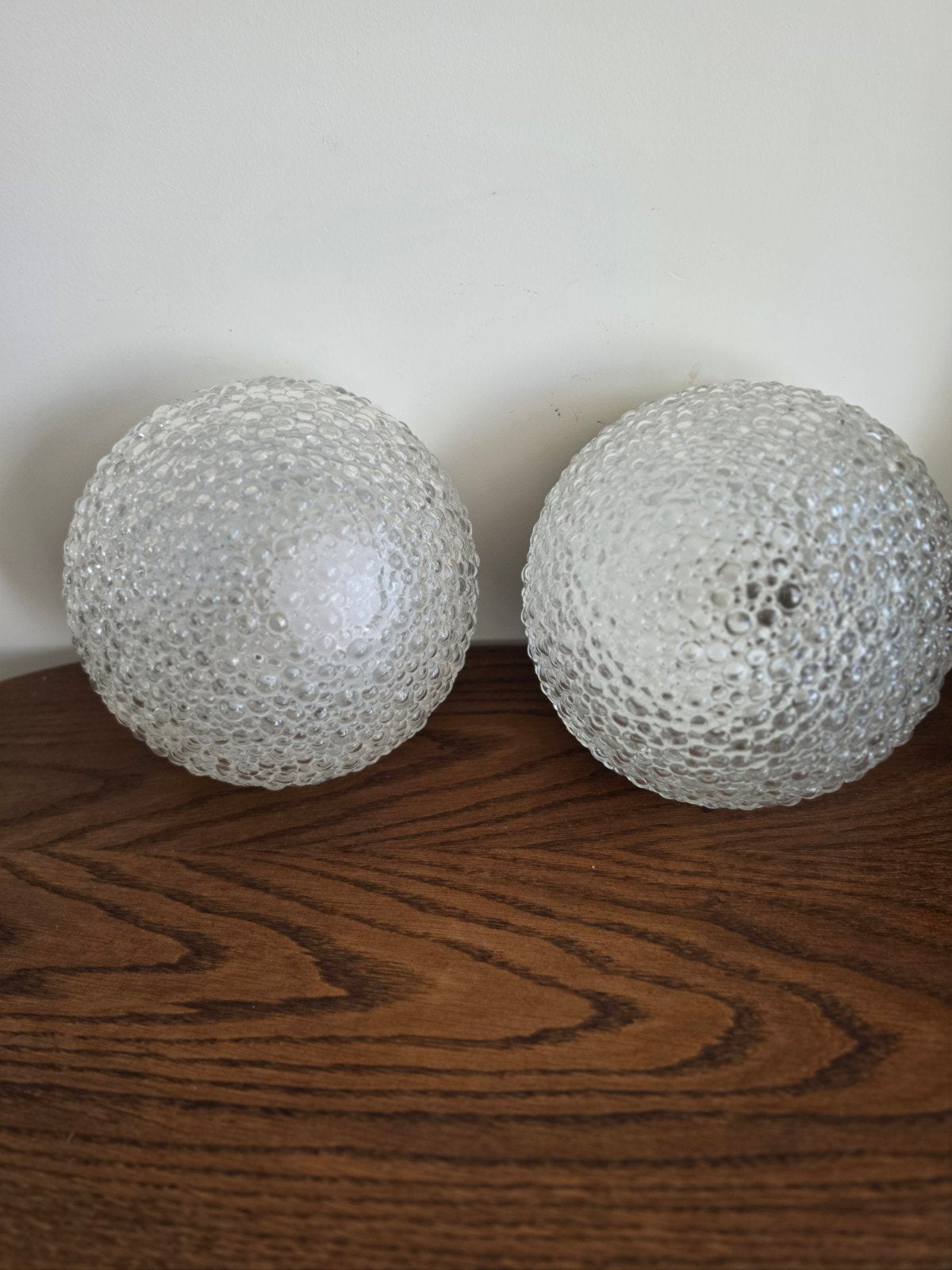 2x bubbel glas mid centry vintage plafondlampen, Ophalen of Verzenden, Zo goed als nieuw, Glas