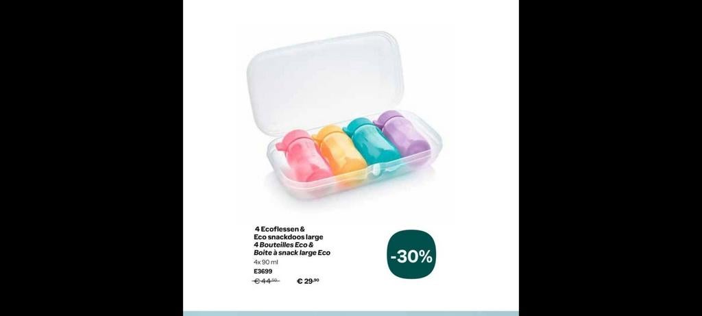 Nieuwe Tupperware Smartclip met 4 Mini Flessen (4x90ml), Ophalen of Verzenden, Nieuw, Groen, Overige typen
