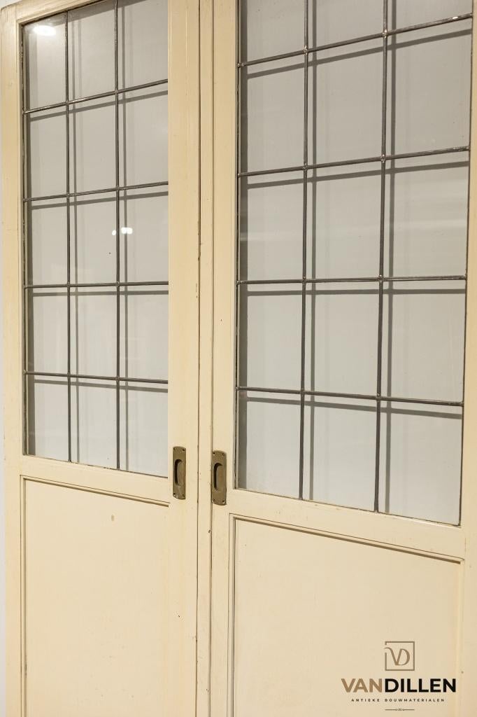 Nette en hoge set ensuite / schuifdeuren met glas in lood, Doe-het-zelf en Verbouw, Deuren en Horren, Ophalen, Binnendeur, Zo goed als nieuw