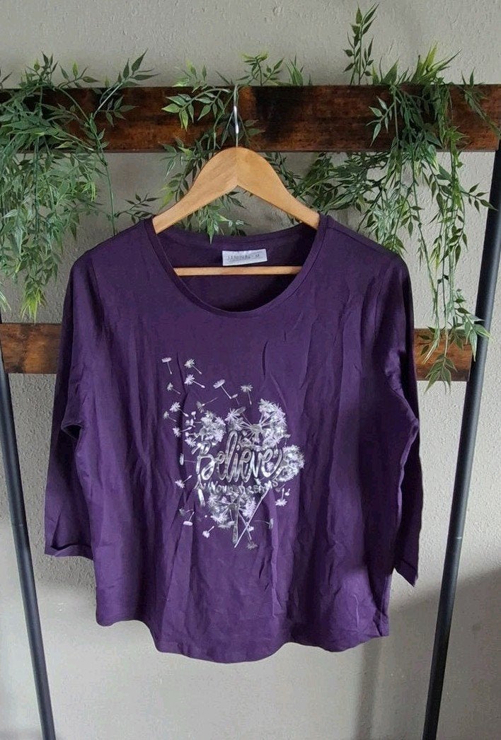 SHIRT paars+zilveren print M, Maat 38/40 (M), Paars, Nieuw, Ophalen of Verzenden