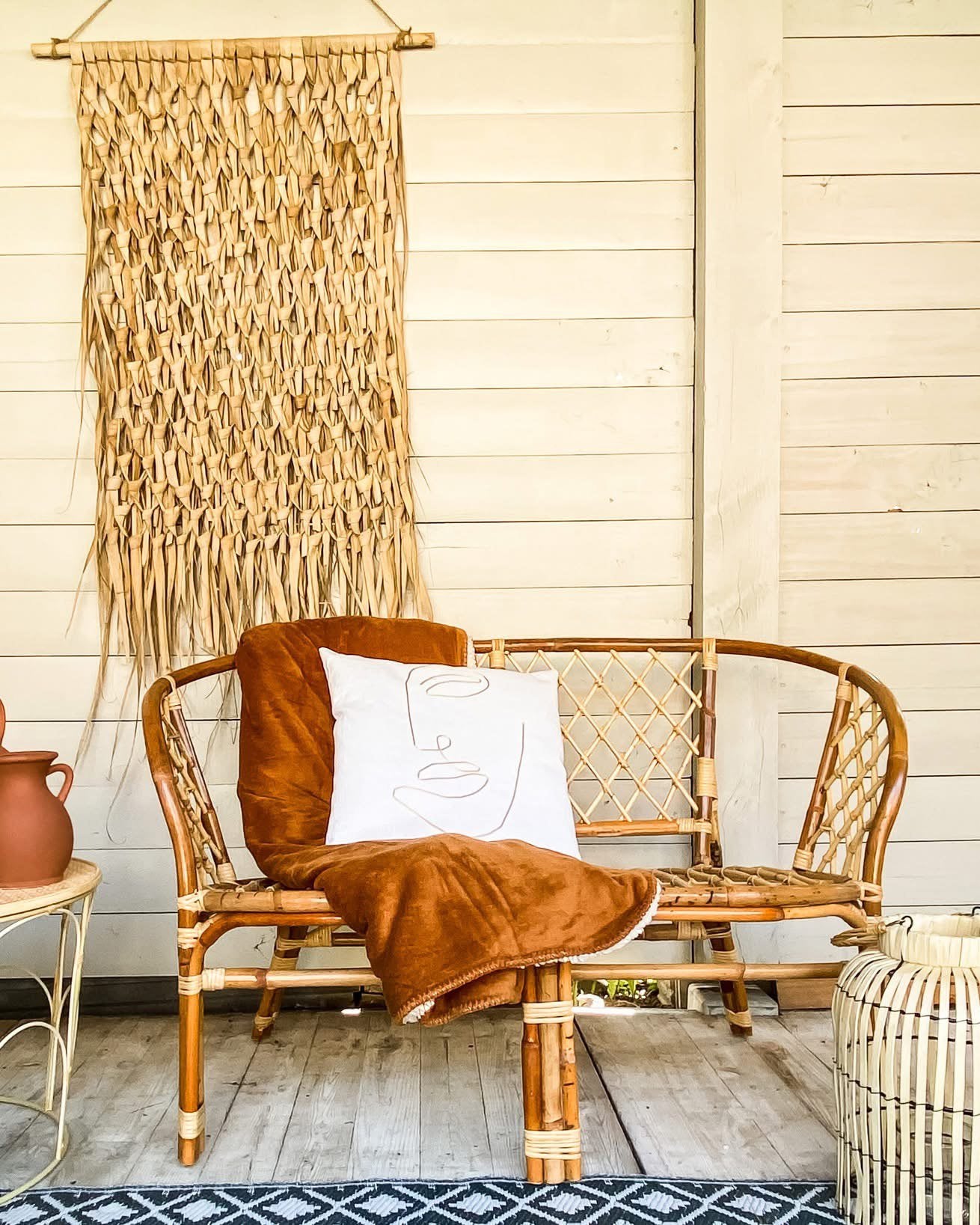 Rotan bankje, Huis en Inrichting, Stoelen, Ophalen, Zo goed als nieuw, Eén