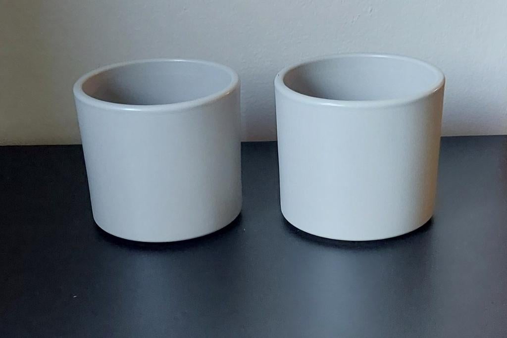 Set van 2 taupe keramische bloempotten, Ophalen, Overige materialen, Rond, Binnen
