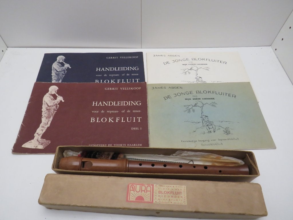 Aura Blokfluit met lesboeken - Sopraan/Tenor, Ophalen of Verzenden, Gebruikt, Sopraan of Sopranino, Met koffer, hoes of etui