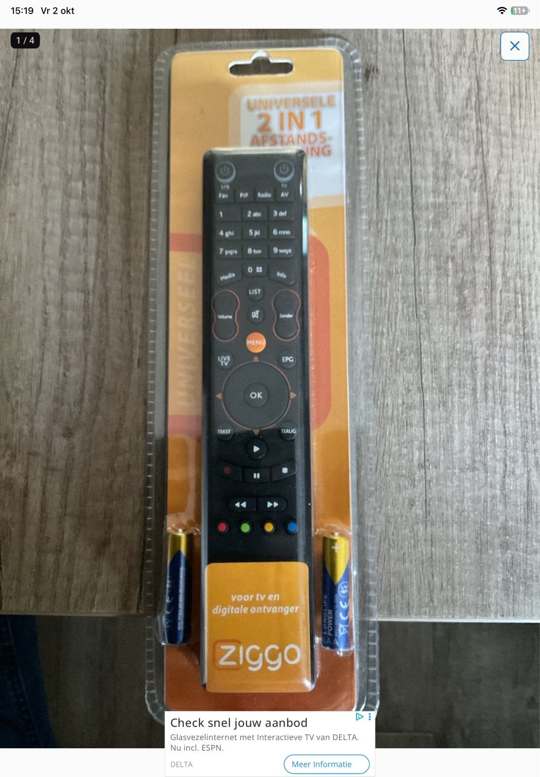 Ziggo Universele 2-in-1 Afstandsbediening voor TV en digital, Ophalen of Verzenden, Nieuw, Universeel, Tv
