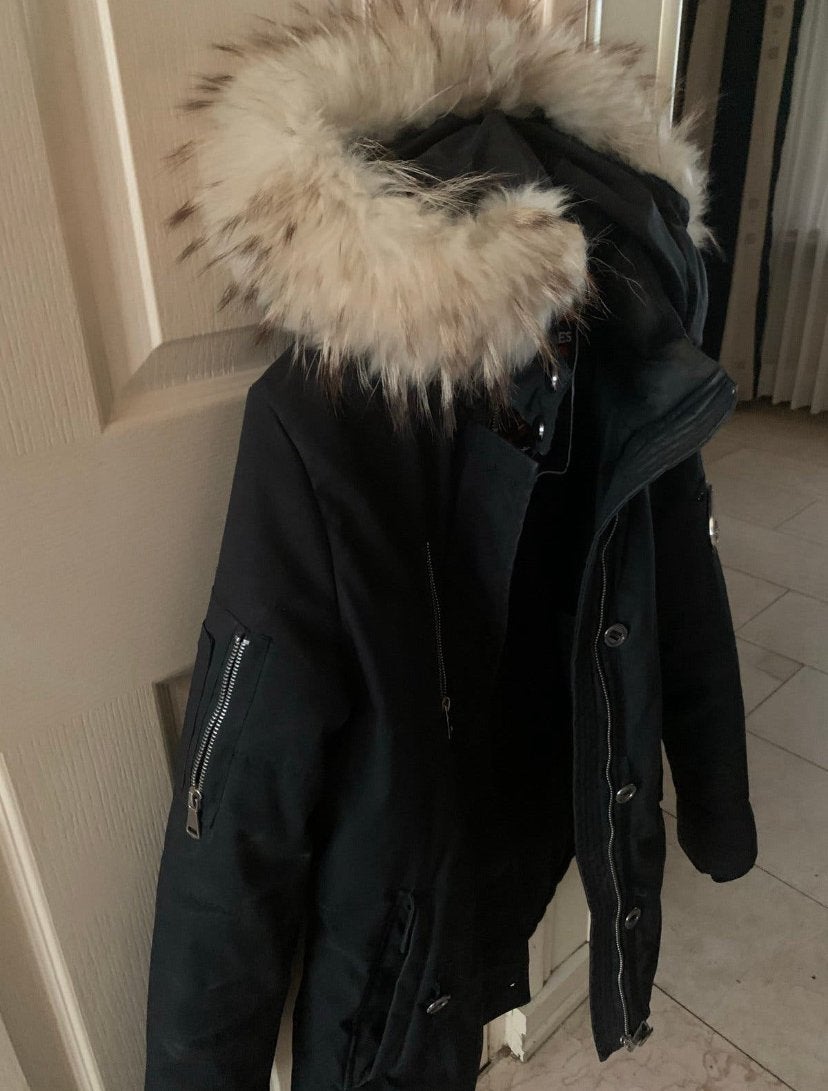 Moose Knuckles dames Winterjas maat S met echte Bontkraag, Ophalen of Verzenden, Zo goed als nieuw, Maat 36 (S), Zwart