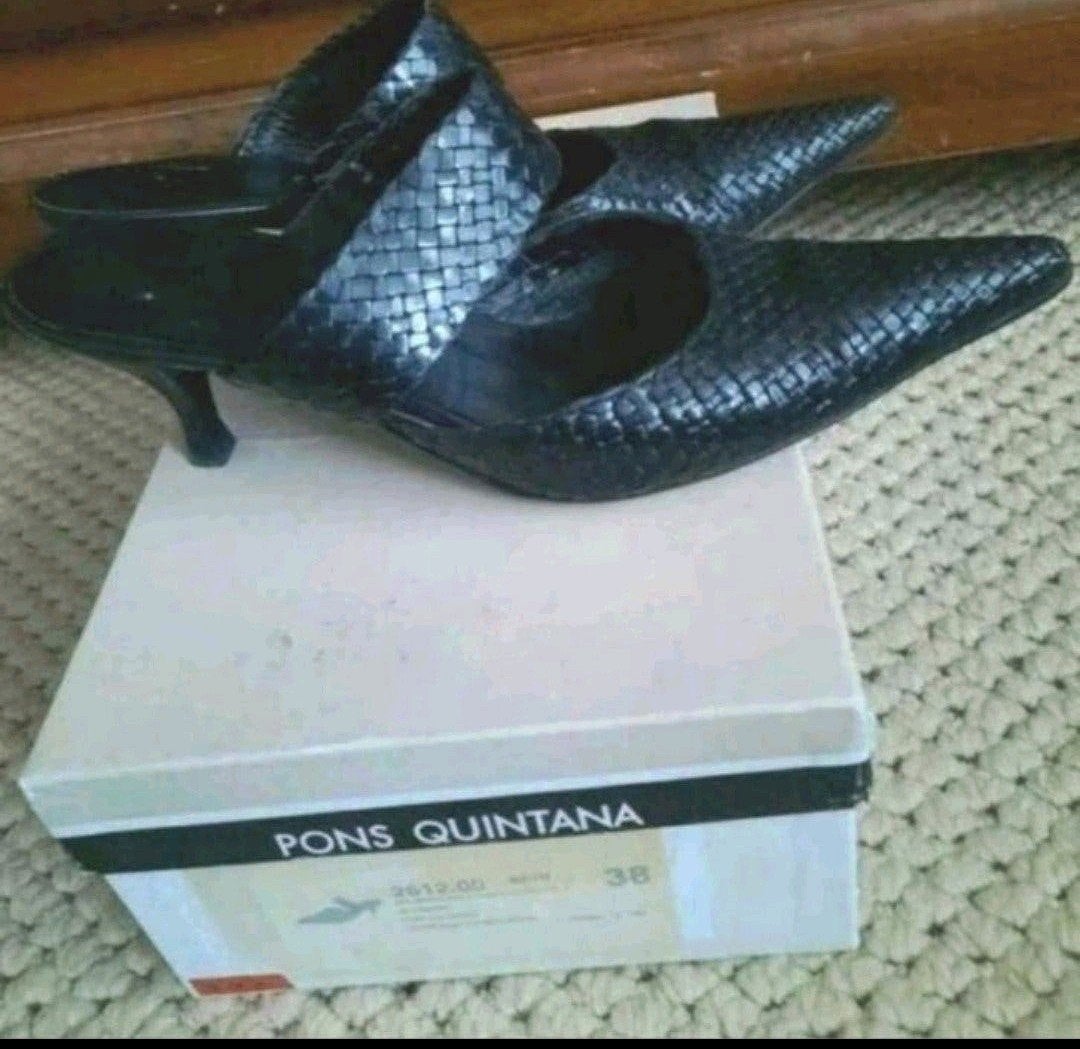 Prachtige zwarte handgevlochten muilen van Pons Quintana 38, Verzenden, Zwart, Sandalen of Muiltjes, Zo goed als nieuw