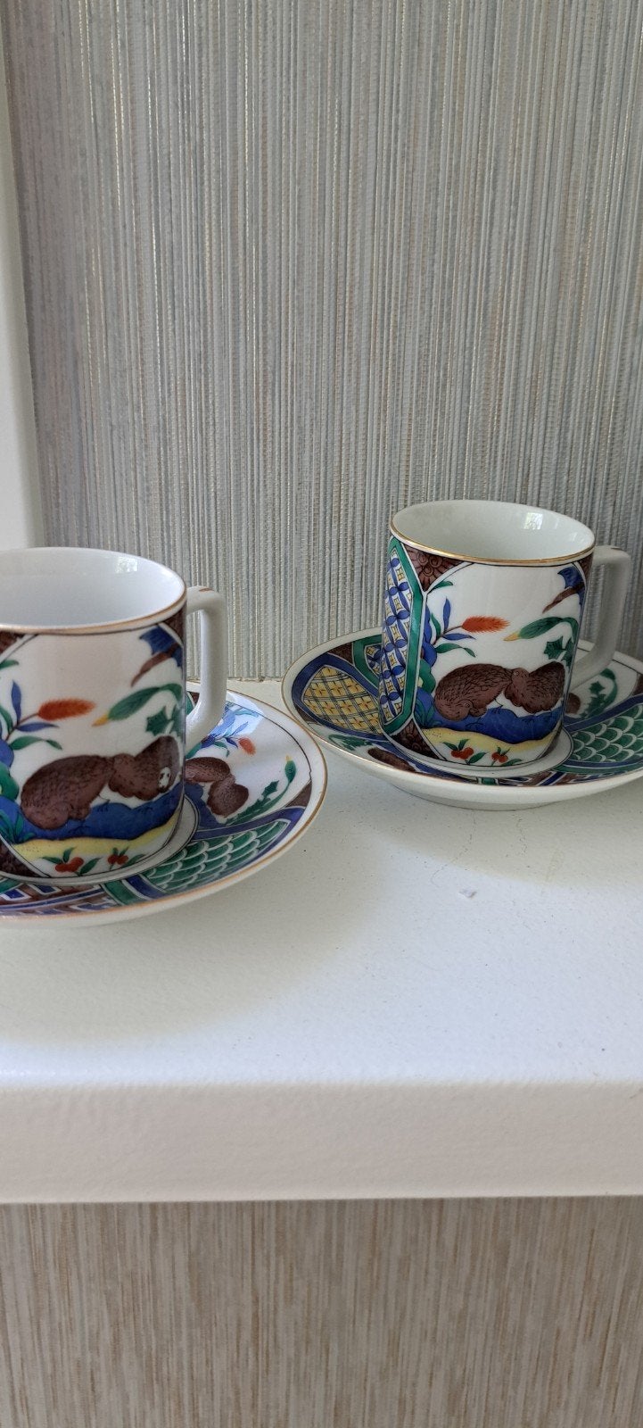 Set van 5 Japanse espresso kopjes met schotels, Ophalen of Verzenden