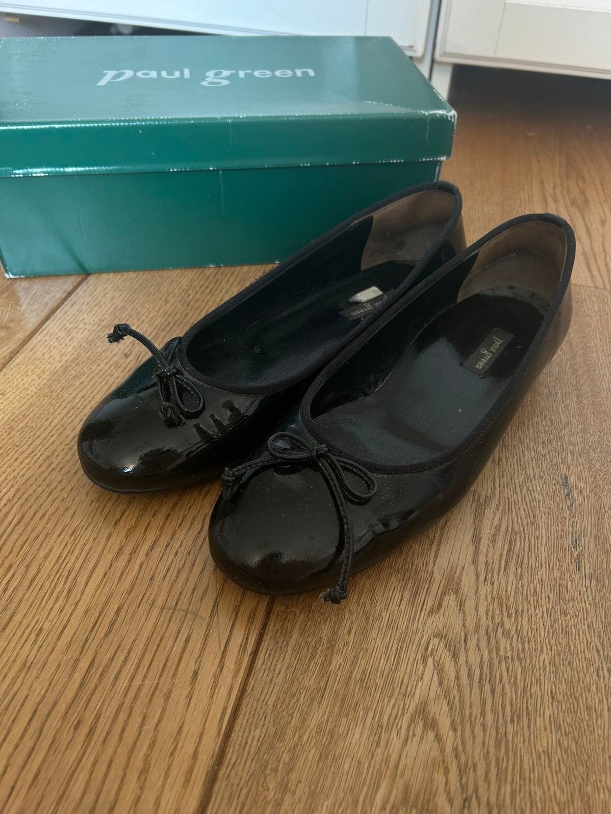 Paul Green zwarte lakleren ballerina’s met strik, maat 37, Zwart, Zo goed als nieuw, Ballerina's, Ophalen of Verzenden