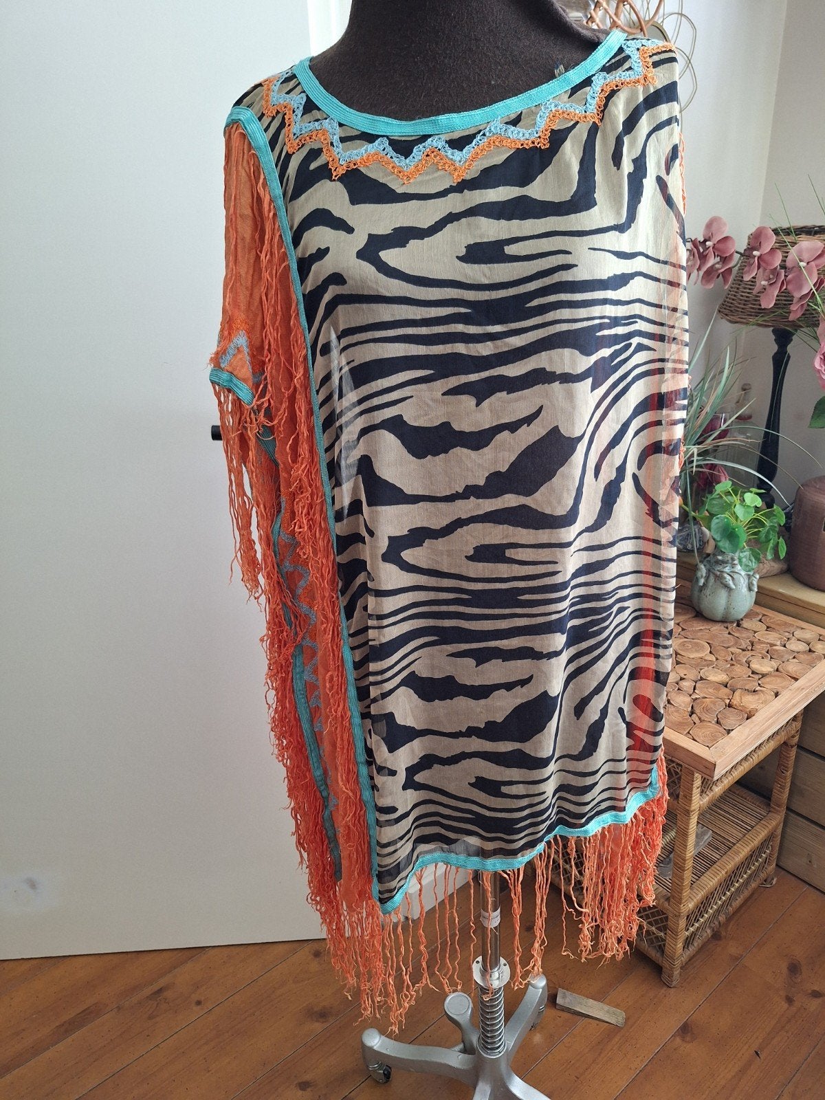 Tuniek voile franjes maat l xl xxl, Ophalen of Verzenden, Gedragen, Overige kleuren, Blouse of Tuniek