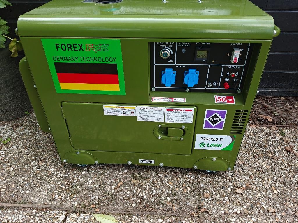 Forex 5,5 - 6 KVA Generator - Nieuw, Ophalen, Dieselolie, Geluidgedempt, Nieuw