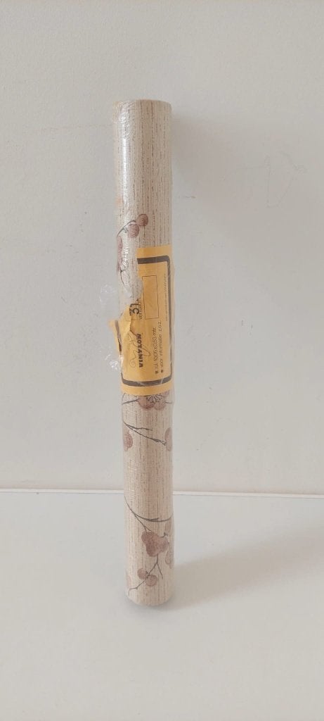 Vintage vinyl behang Vinylon NOS • Jaren 70 bloemtakken, Eu, Bloemen, Beige, Ophalen of Verzenden