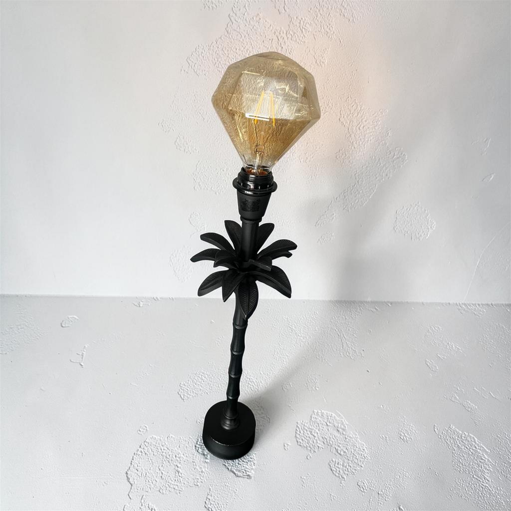 Zwarte palmboom tafellamp – sfeervolle design lamp, Overige materialen, Ophalen of Verzenden, Zo goed als nieuw, Modern