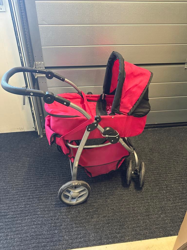 Roze zwarte poppenwagen, om te bouwen naar buggy, Kinderen en Baby's, Speelgoed | Poppen, Ophalen, Zo goed als nieuw, Babypop