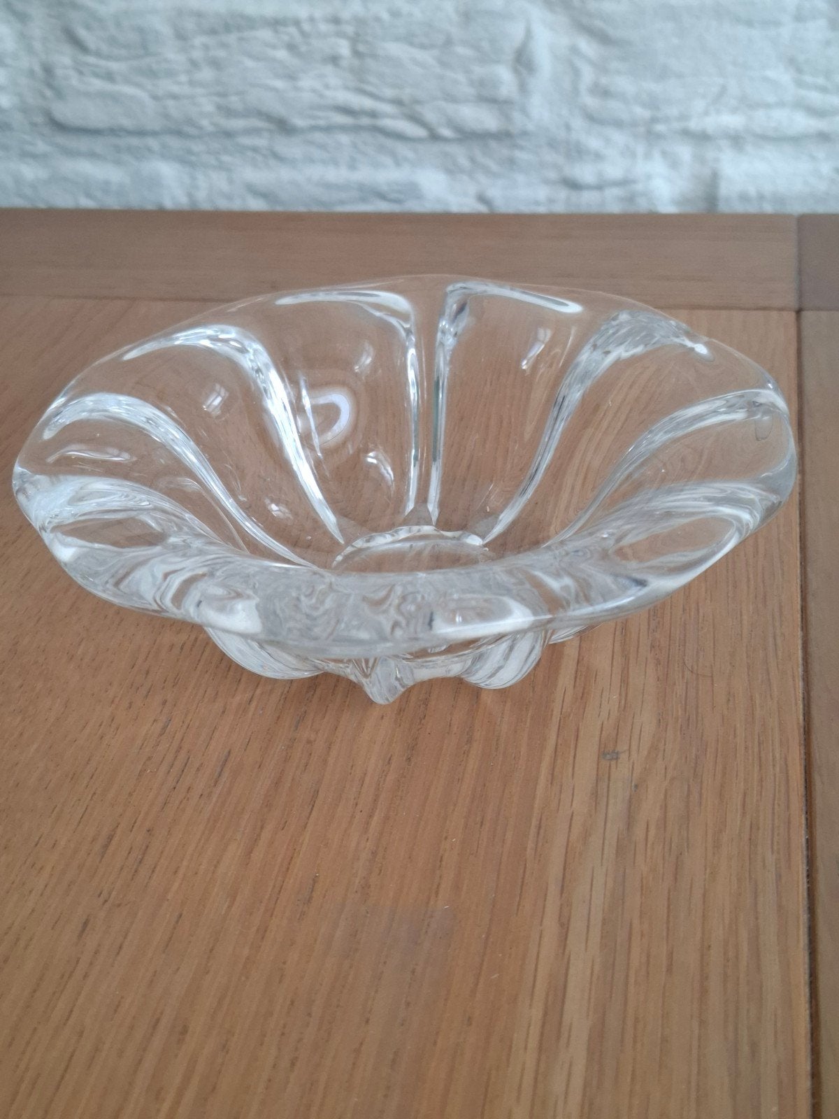 Vintage, Val Saint Lambert schaal / asbak. Kristal. H5. Ø16., Ophalen of Verzenden
