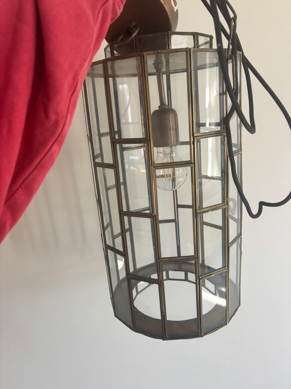 Hanglamp Loods 5 glas, Ophalen of Verzenden, Zo goed als nieuw, Glas, Minder dan 50 cm