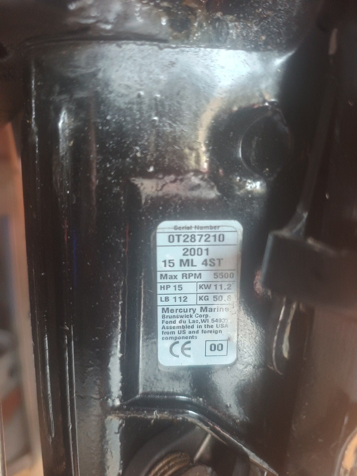 Mariner FourStroke 15 PK Buitenboordmotor (2001), Ophalen, 10 tot 30 pk, Gebruikt, Viertaktmotor