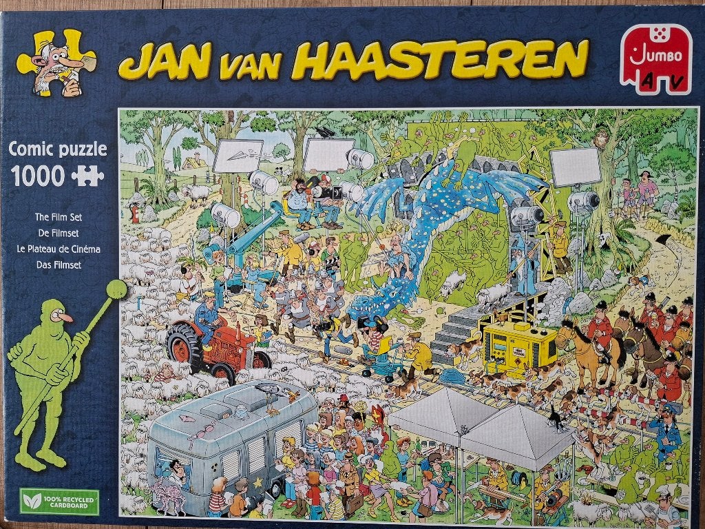 De Filmset, Jan van Haasteren., Hobby en Vrije tijd, Denksport en Puzzels, Ophalen of Verzenden, 500 t/m 1500 stukjes, Zo goed als nieuw