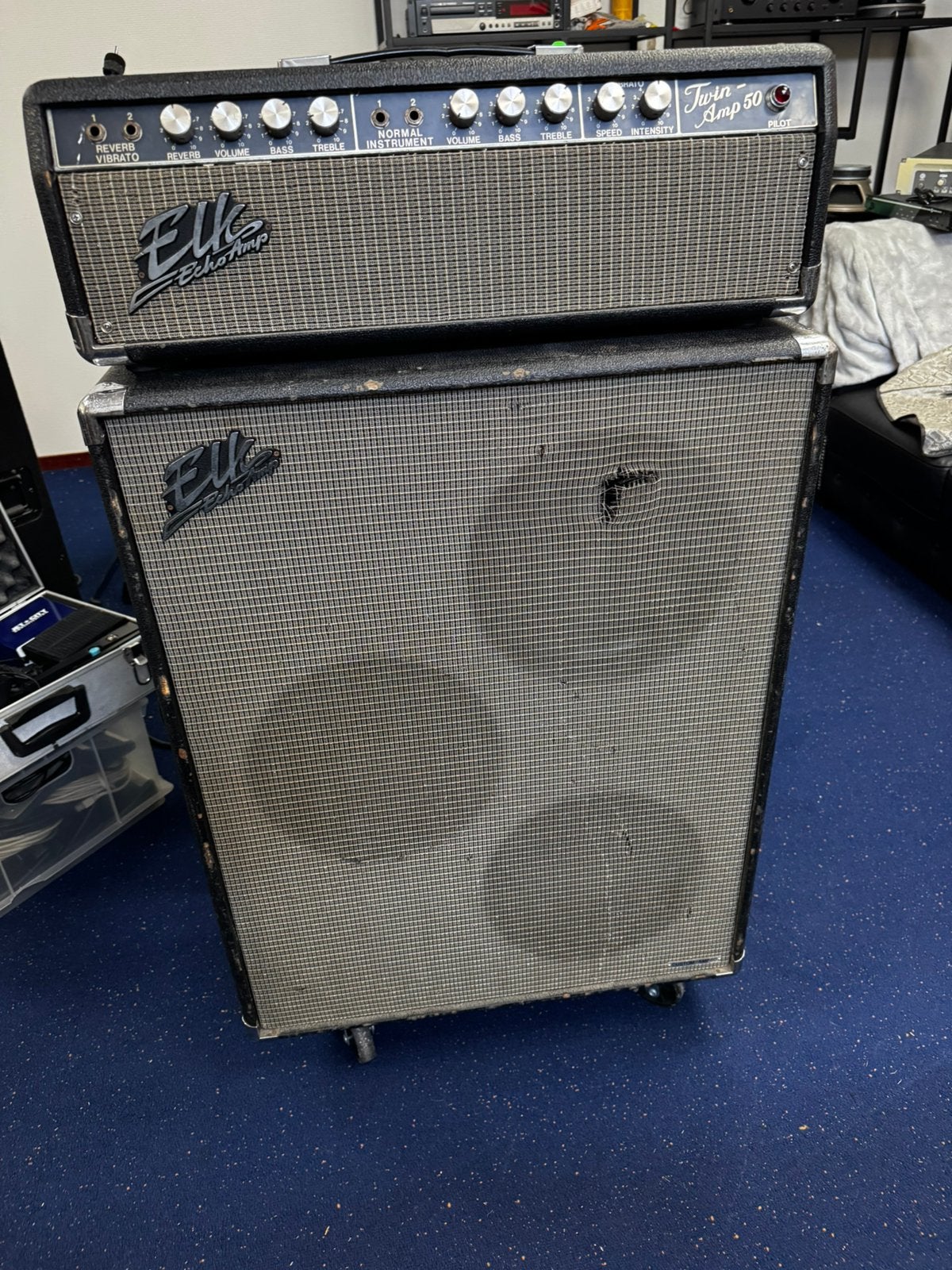 Elk Twin-Amp 50 met bijbehorend cabinet, Ophalen, Gebruikt, Gitaar, 50 tot 100 watt