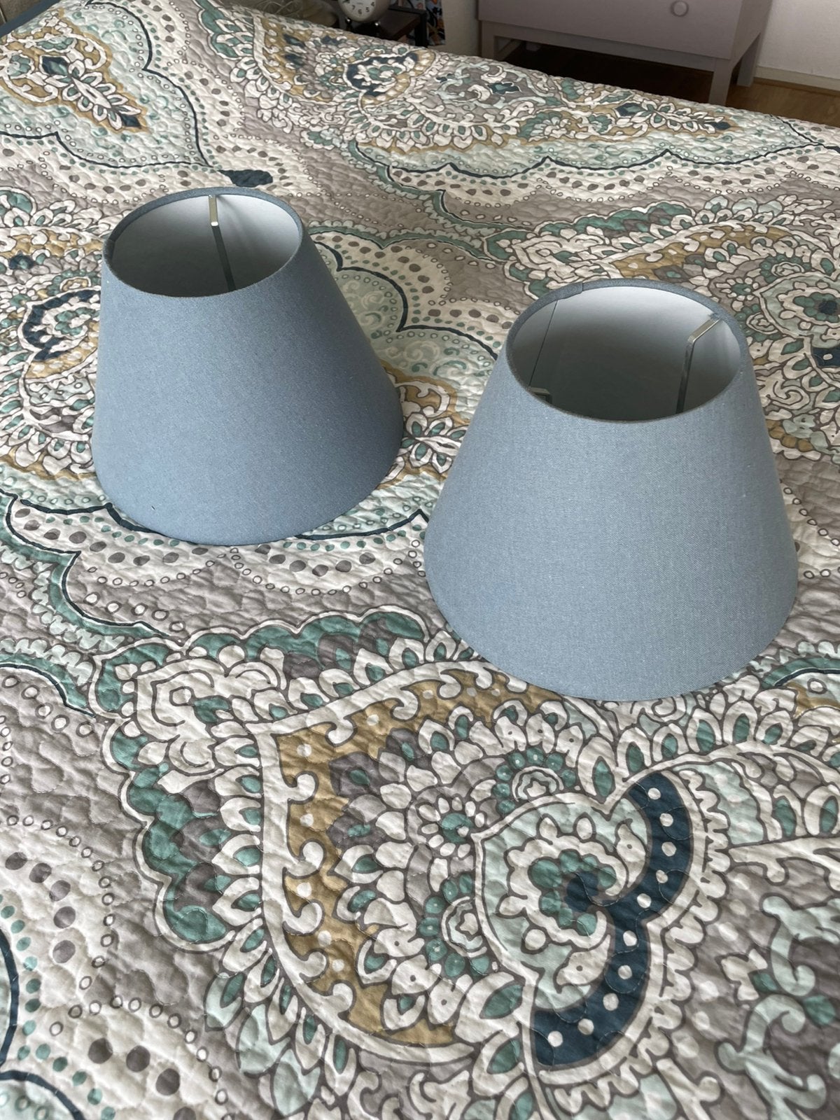 Twee blauwe lampenkappen voor €10,00, Ophalen of Verzenden, Zo goed als nieuw