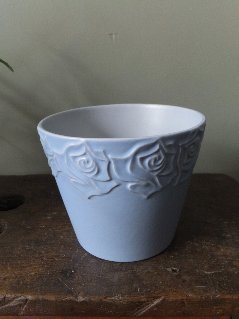 gratis verzenden vintage lichtblauwe bloempot roos W Germany, Verzenden