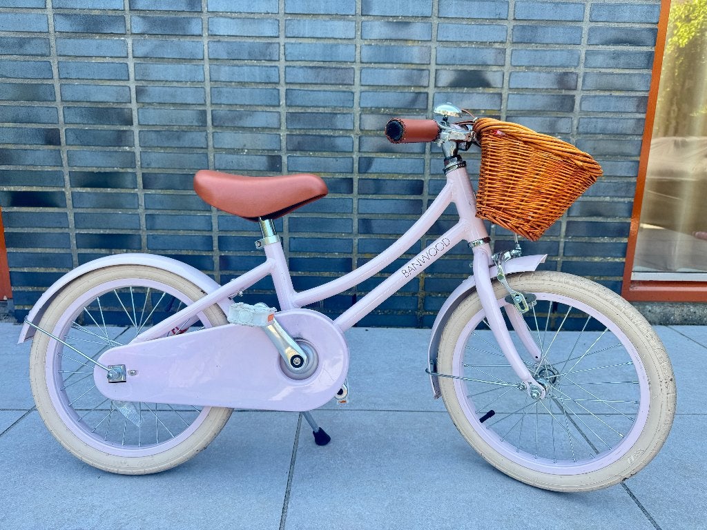 Banwood Classic kinderfiets - Roze met mandje en zijwieltjes, Ophalen, Zijwieltjes, Banwood, Schijfrem