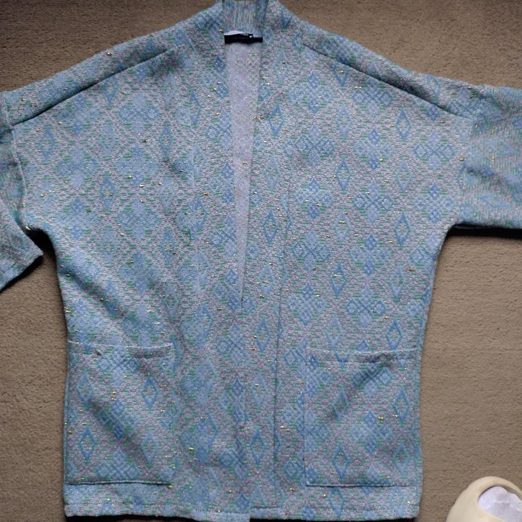 Tess v vest blazer jasje blauw glitter, Maat 38/40 (M), Ophalen of Verzenden, Zo goed als nieuw, Jasje