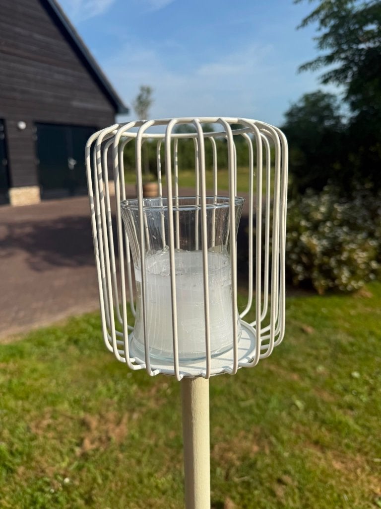 6 Windlichten op stok - decoratie huwelijk/groot feest, Hobby en Vrije tijd, Feestartikelen, Ophalen, Zo goed als nieuw, Versiering