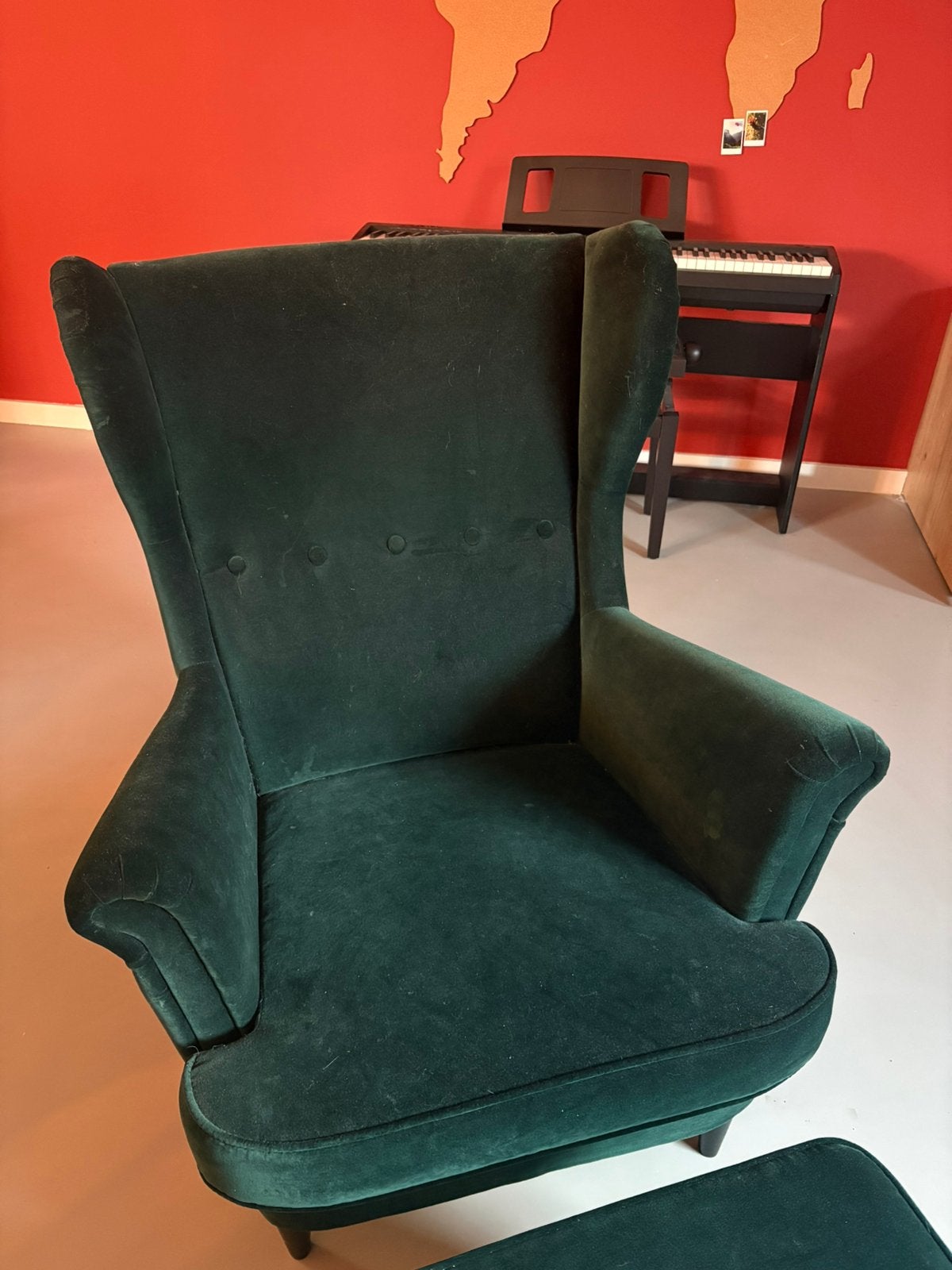 Ikea stoel + hocker, Huis en Inrichting, Fauteuils, Ophalen, Zo goed als nieuw, 75 tot 100 cm, 50 tot 75 cm