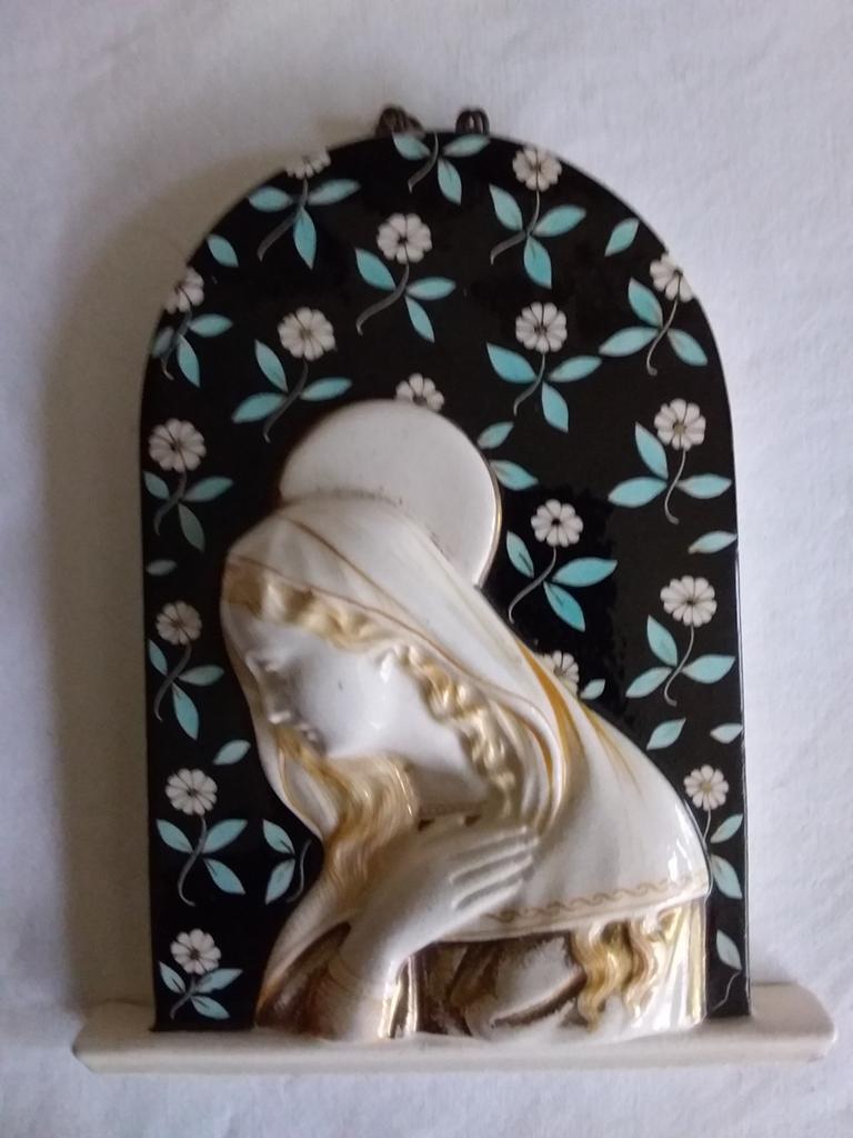 Vintage Maria Rome Madonna bas relief 1938 porselein Italy, Antiek en Kunst, Antiek | Religie, Ophalen of Verzenden
