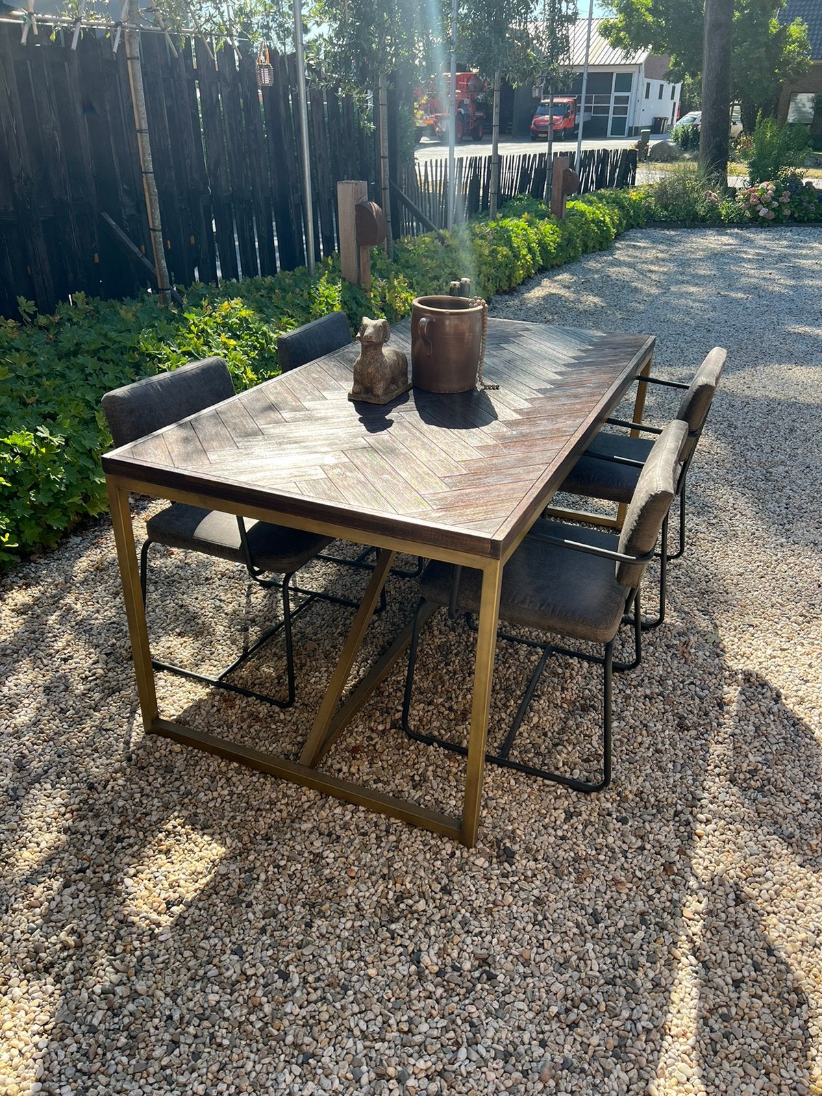Eettafel + stoelen, Ophalen, Gebruikt, 4 tot 6 stoelen