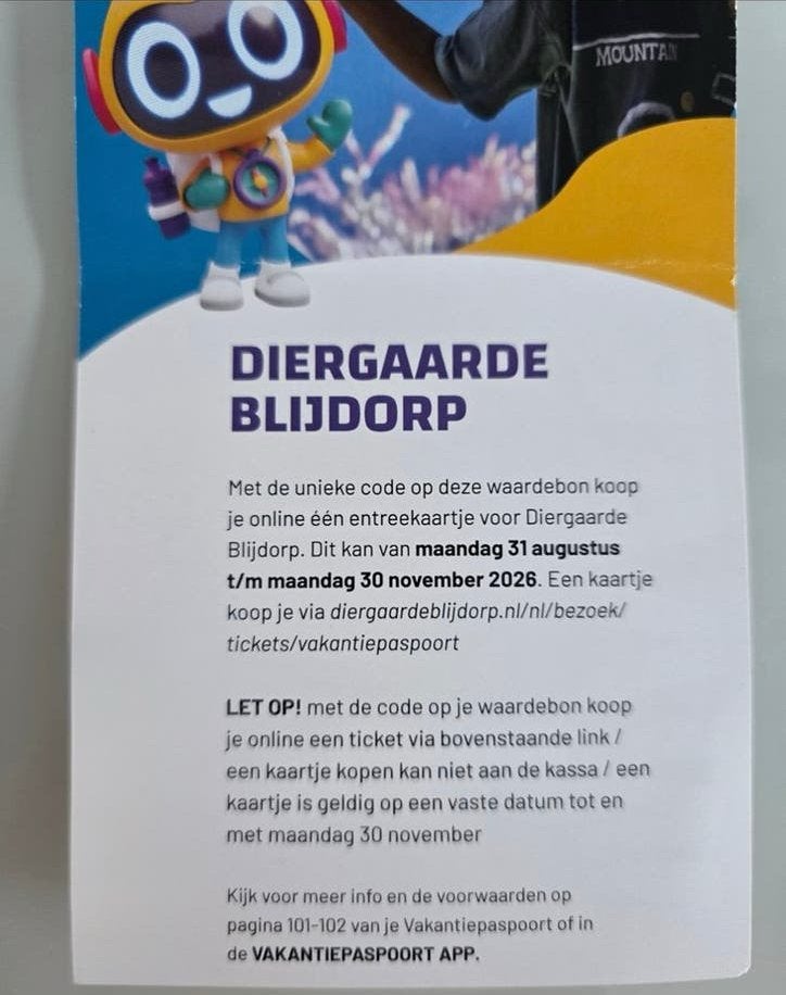 Blijdorp tickets, Tickets en Kaartjes, Twee personen, Overige soorten