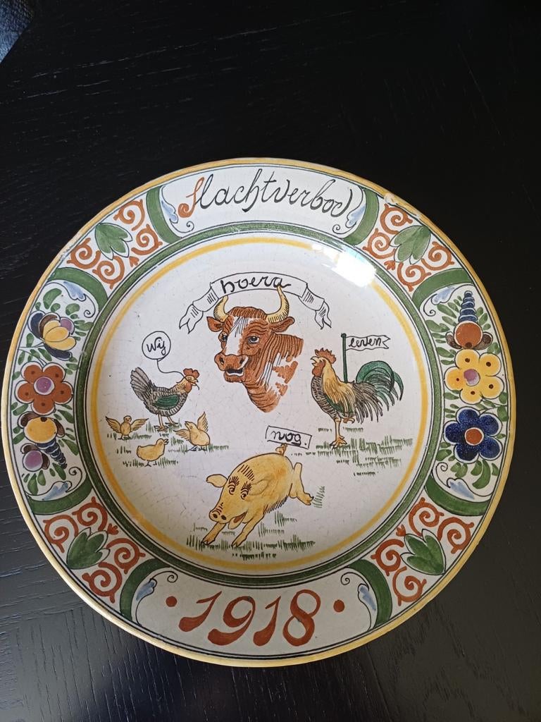 Antiek Slachtverbod Bord 1918 - Boerenleven Decoratie, Antiek en Kunst, Ophalen