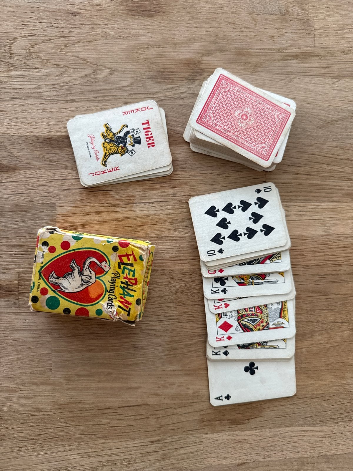 Vintage Speelkaarten: Olifant en Tijger Decks, Een of twee spelers, Ophalen of Verzenden, Gebruikt