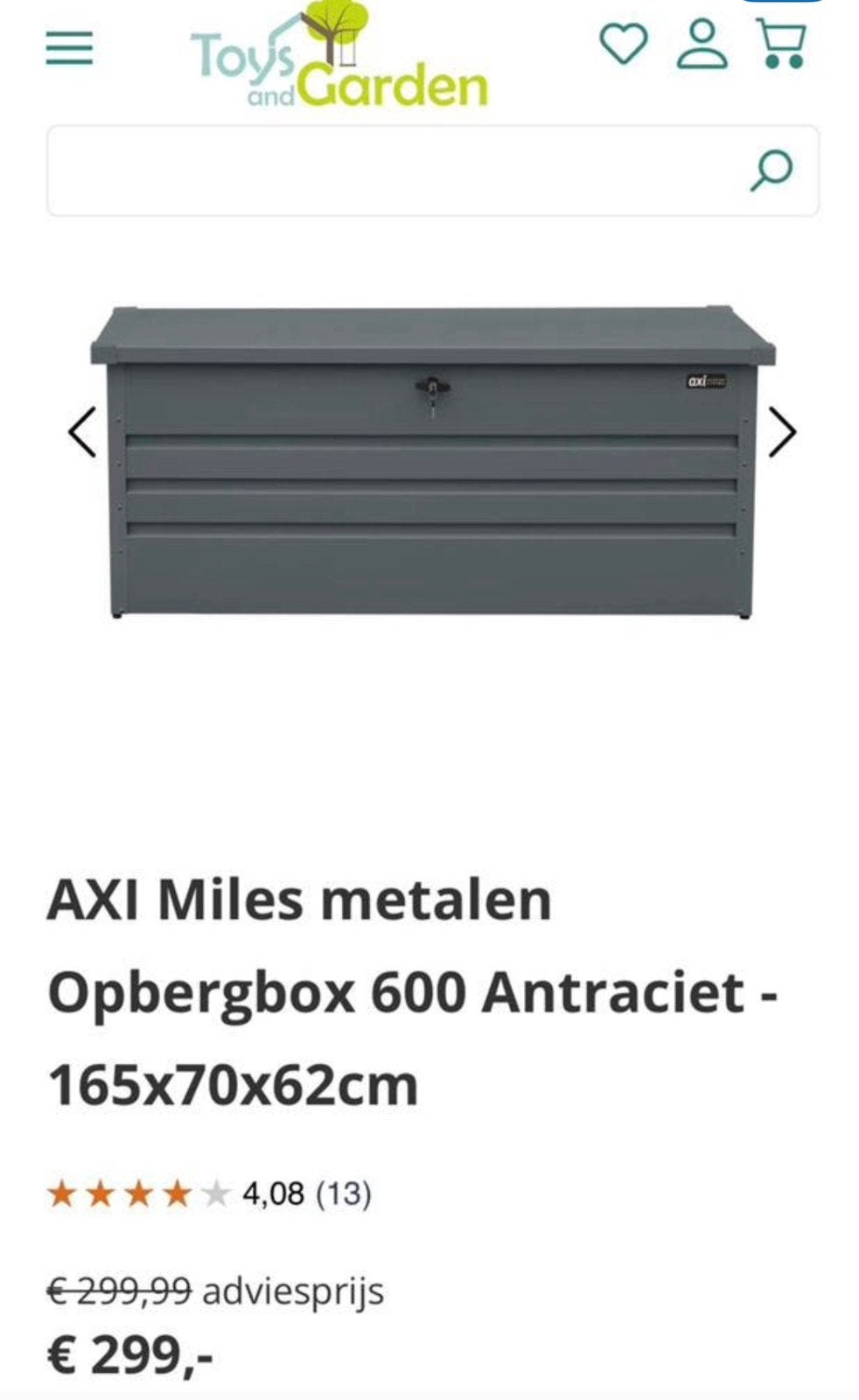 Axi metalen opbergbox 600 liter, Overige typen, Ophalen of Verzenden, Zo goed als nieuw, Nvt
