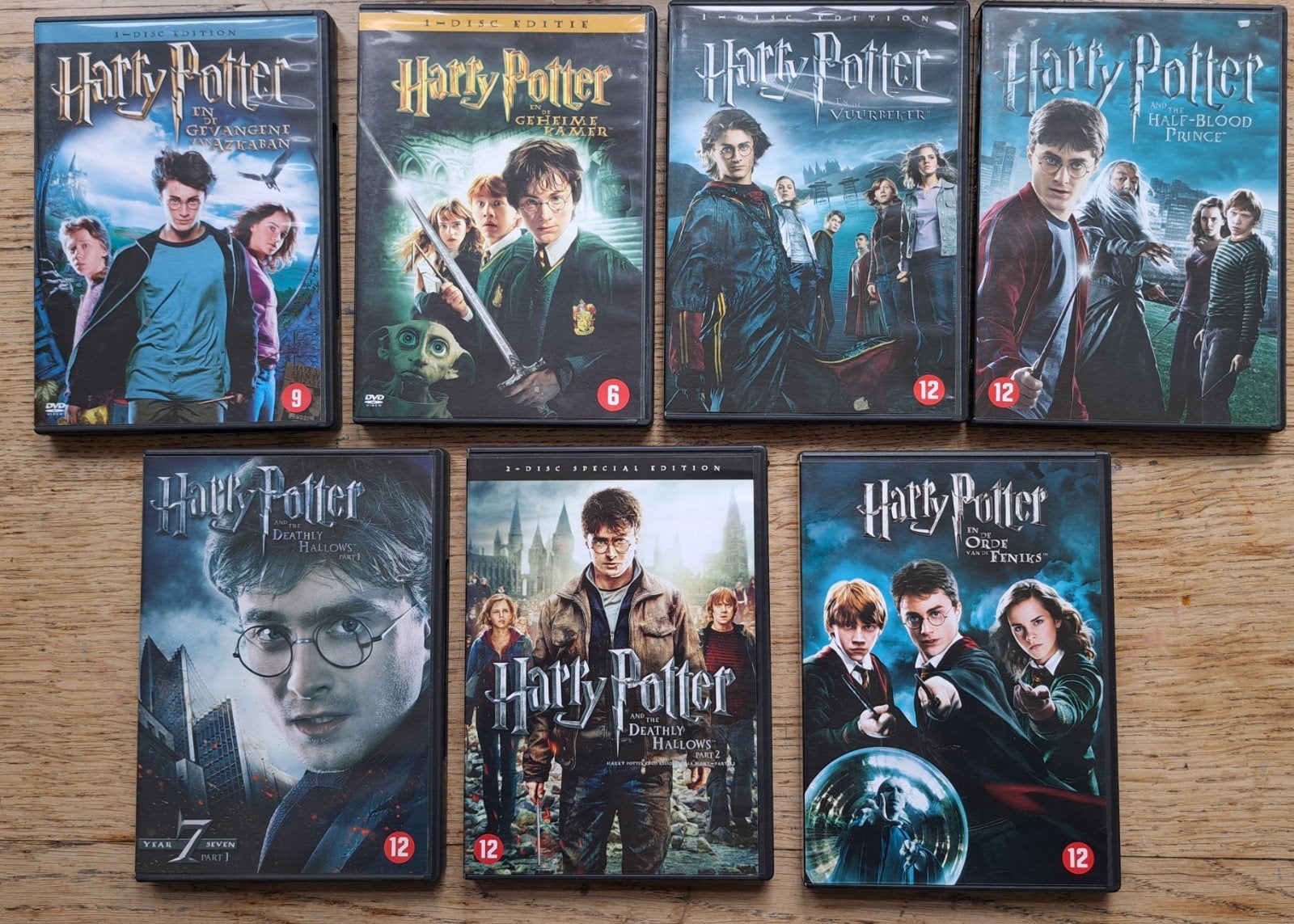Harry Potter DVD's 7 stuks, Vanaf 12 jaar, Ophalen, Zo goed als nieuw