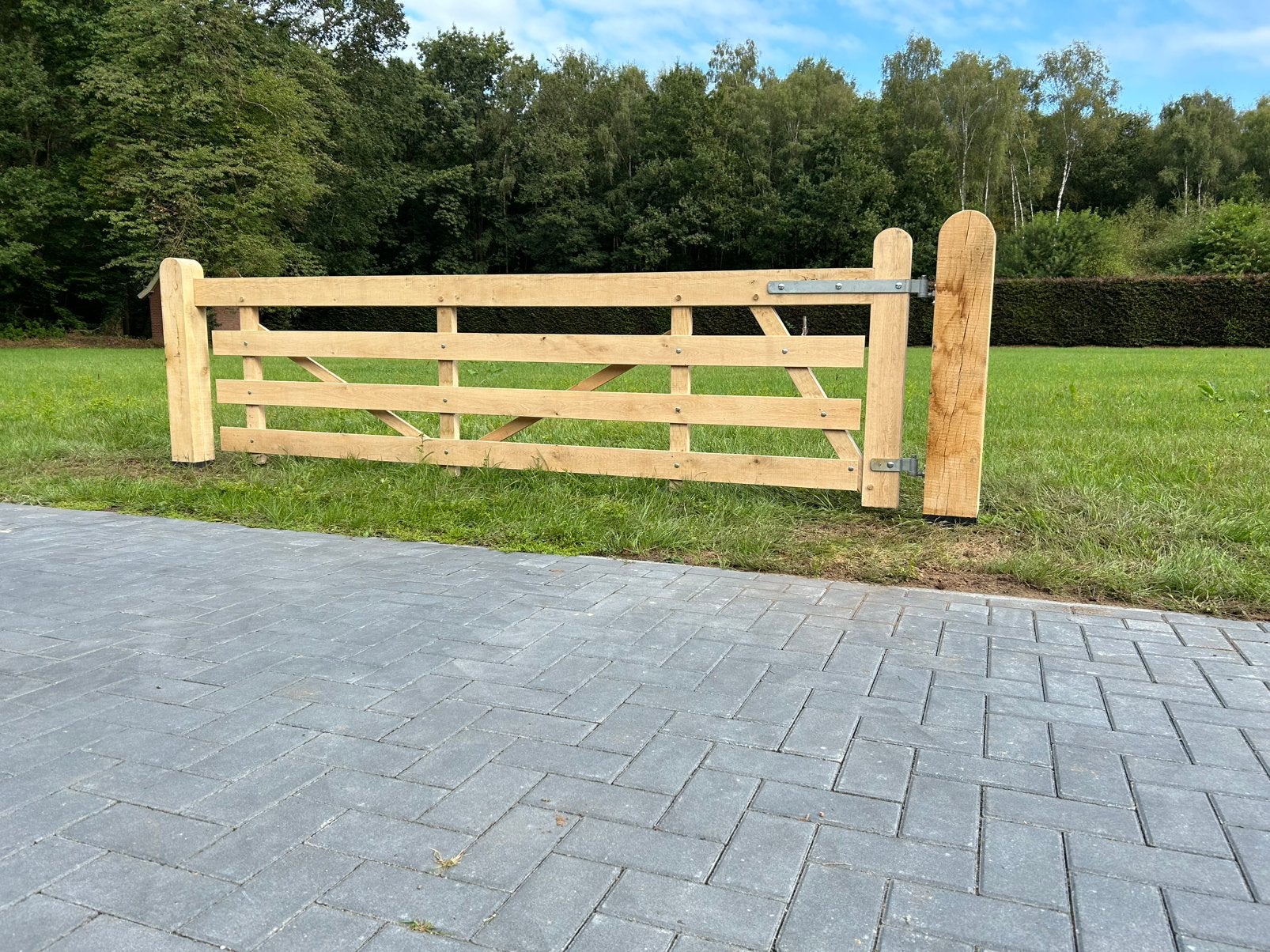 Eiken landhek - poort - hekwerk, Ophalen, Met poort, Nieuw, Tuinhek