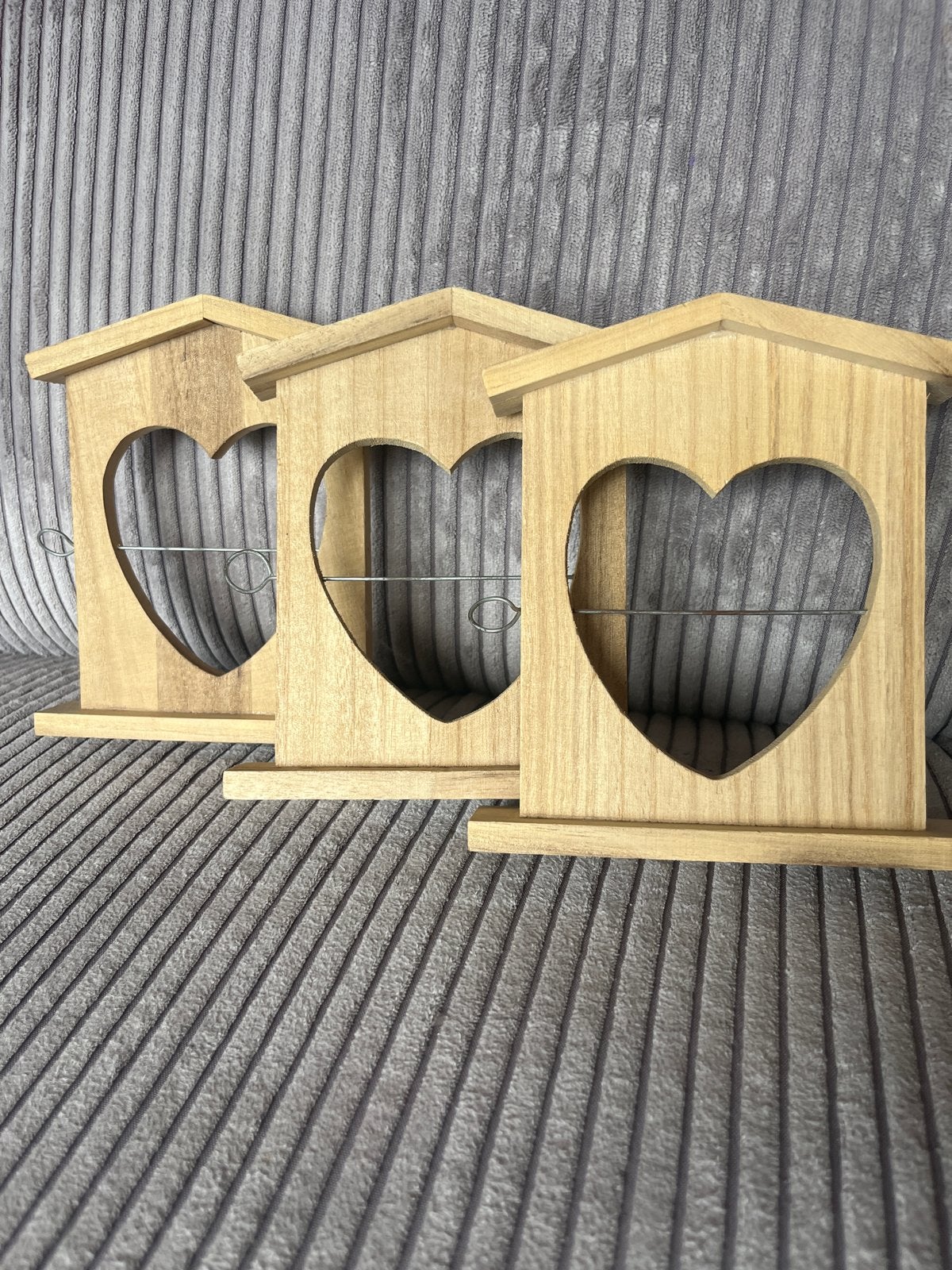 Houten vogelvoederhuisjes met hartuitsparing (set van 3), Ophalen of Verzenden, Nieuw