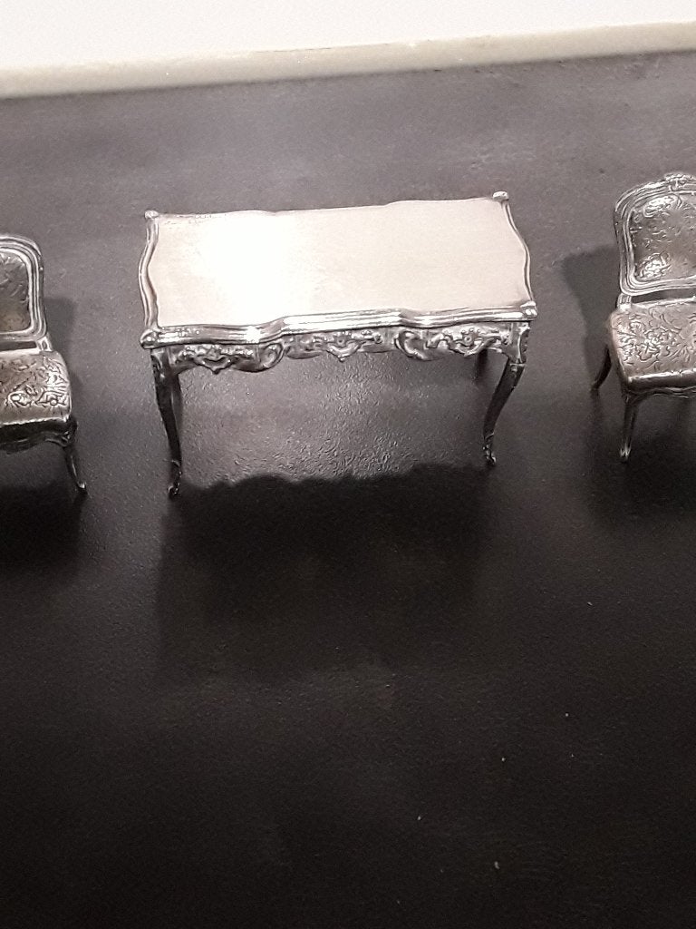 Zilveren eetkamer miniaturen, Ophalen, Zilver