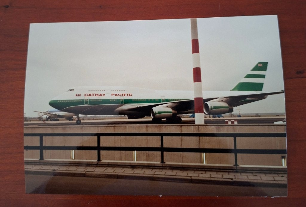 Cathay Pacific Boeing 747 Vliegtuig Foto, Verzamelen, Ophalen of Verzenden, Gebruikt, Kaart, Foto of Prent