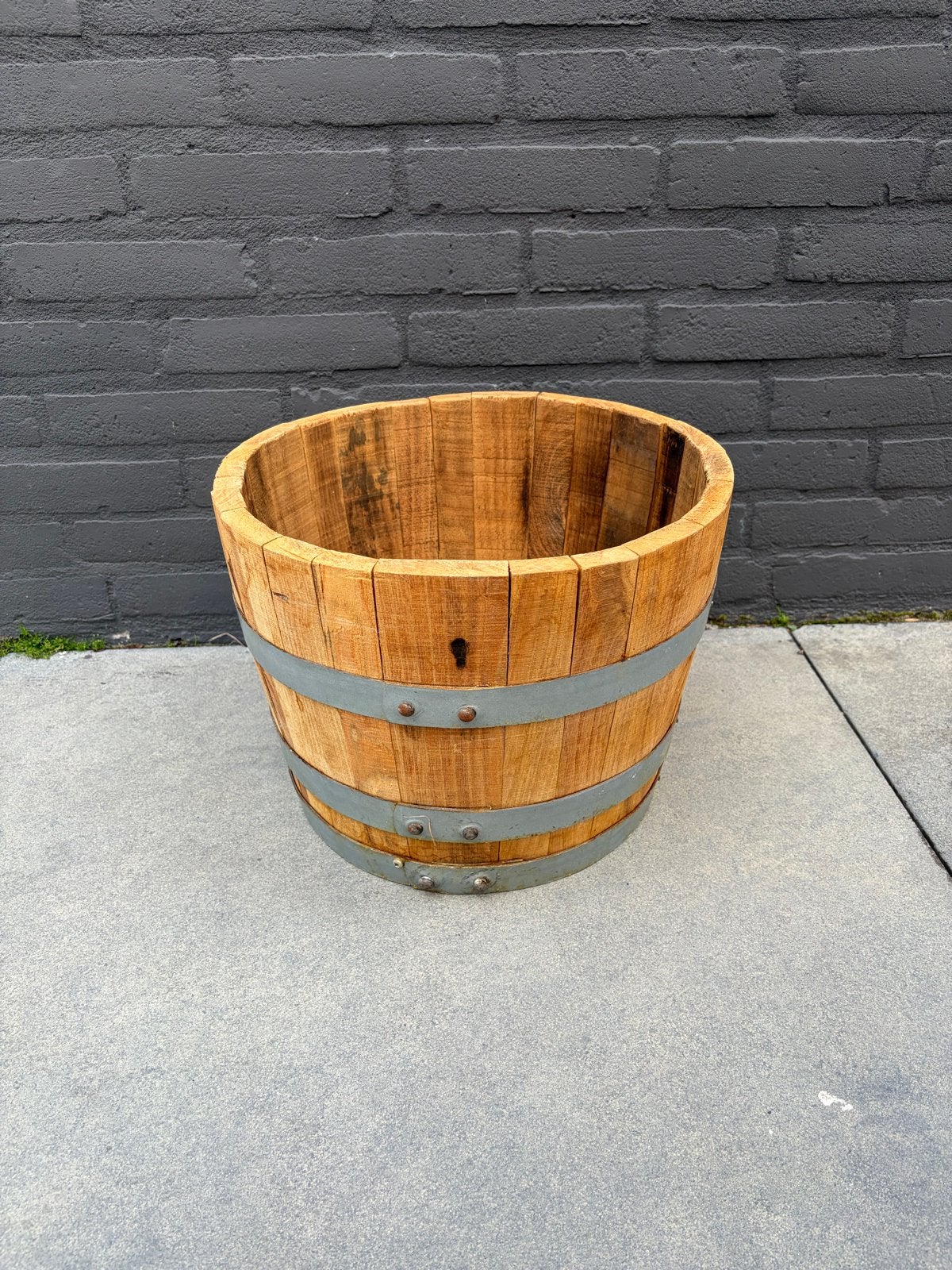 Half portvat - Houten plantenbak - Wijnvat, Tuin en Terras, Ophalen, Minder dan 60 cm, Rond, Zo goed als nieuw