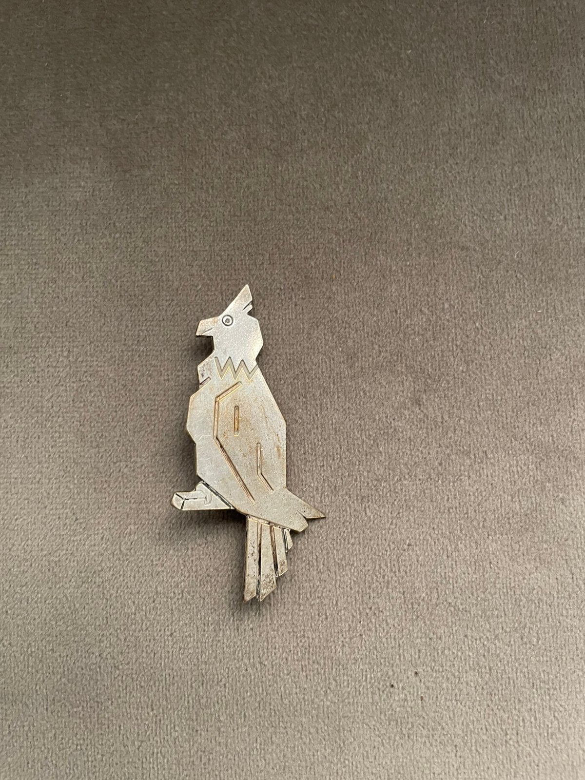 Broche papegaai, Ophalen of Verzenden, Gebruikt, Zilver, Overige materialen