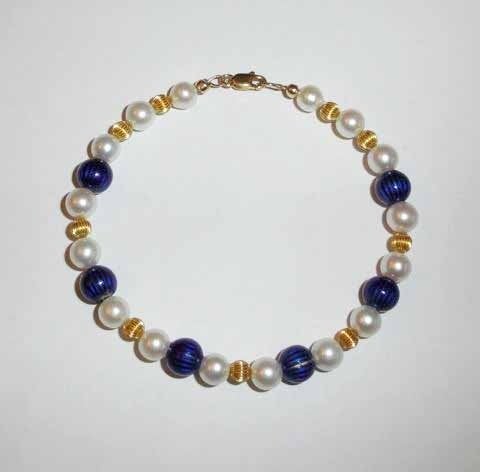 Armband Parels Emaille goud 585 slotje, Sieraden, Tassen en Uiterlijk, Armbanden, Verzenden, Nieuw, Overige kleuren, Goud