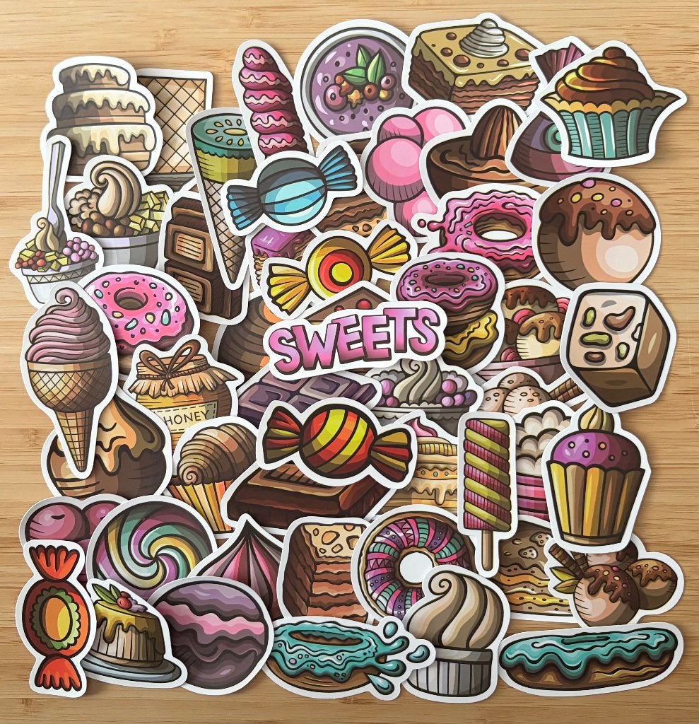 Snoep, taartjes zoetigheid stickers, Verzenden, Nieuw, Meerdere stickers