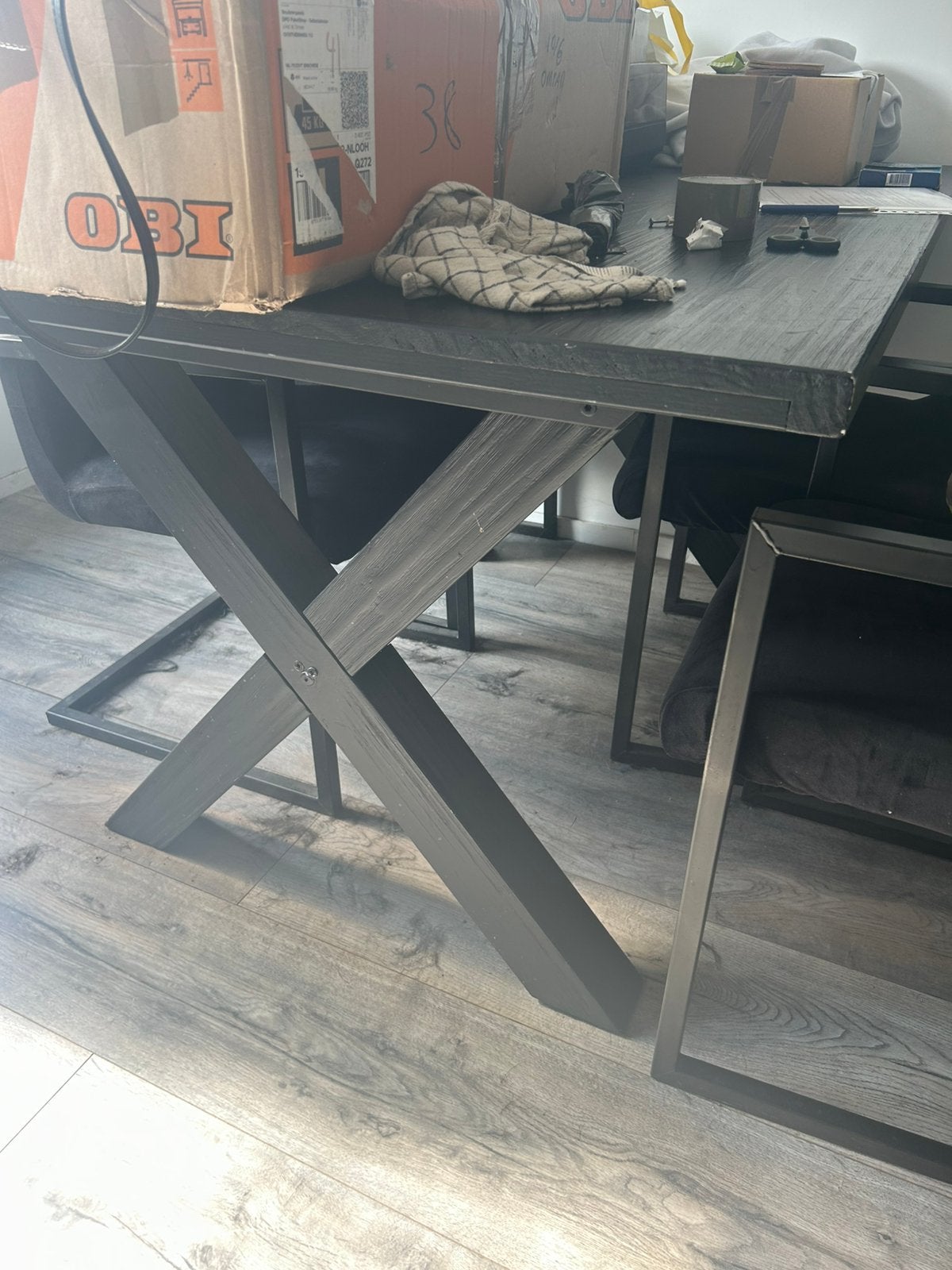 Eettafel met 4 eetstoelen, Huis en Inrichting, Ophalen, 50 tot 100 cm, Zo goed als nieuw, Vier personen