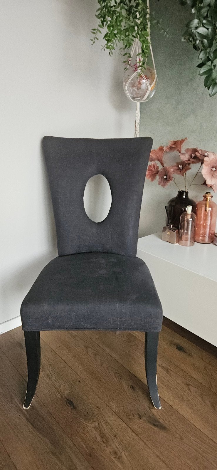 4x eetkamer stoel met hoge rugleuning, Ophalen, Gebruikt, Zwart