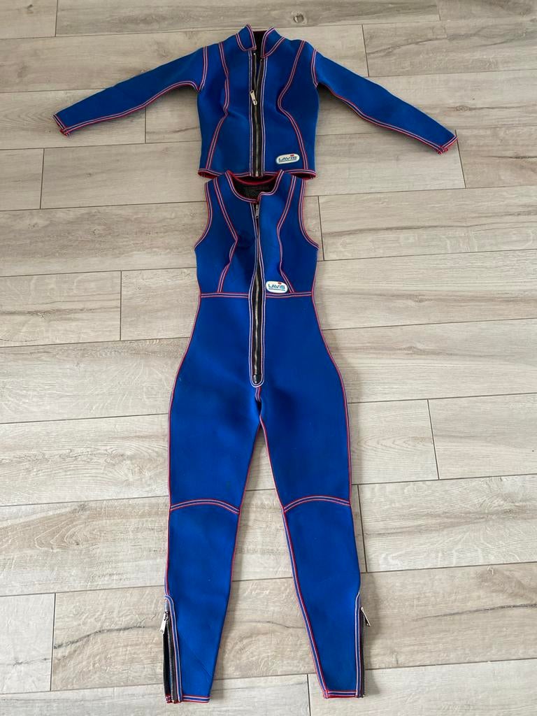 Lavis Wetsuit voor Kinderen - Blauw met Rood, Watersport en Boten, Watersportkleding, Ophalen of Verzenden, Gebruikt, Kind, Wetsuit