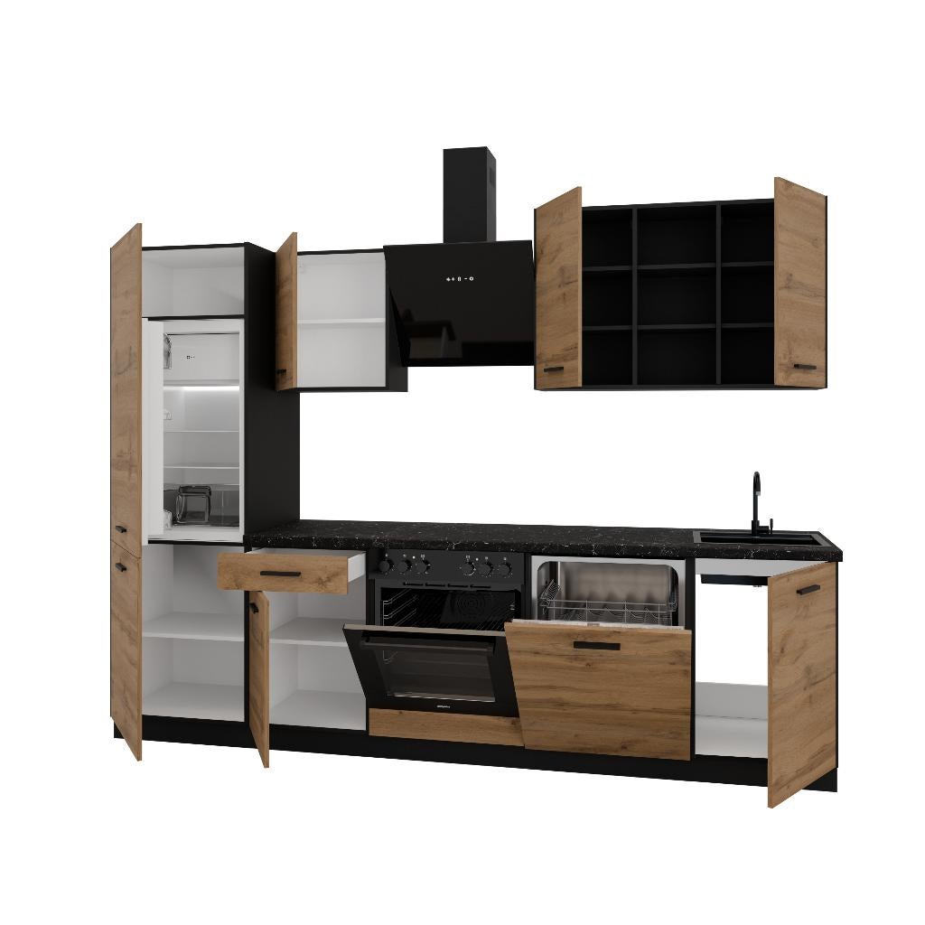 keuken nieuw 280 cm softclose dik blad natuur effect nieuw, Huis en Inrichting, Keuken | Keukenelementen, 200 cm of meer, 150 tot 200 cm