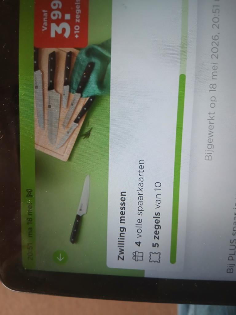 4 volle kaarten Zwilling messen plus ( digitaal), Ophalen of Verzenden, Winkel, Super of Benzinepomp, Volle spaarkaart