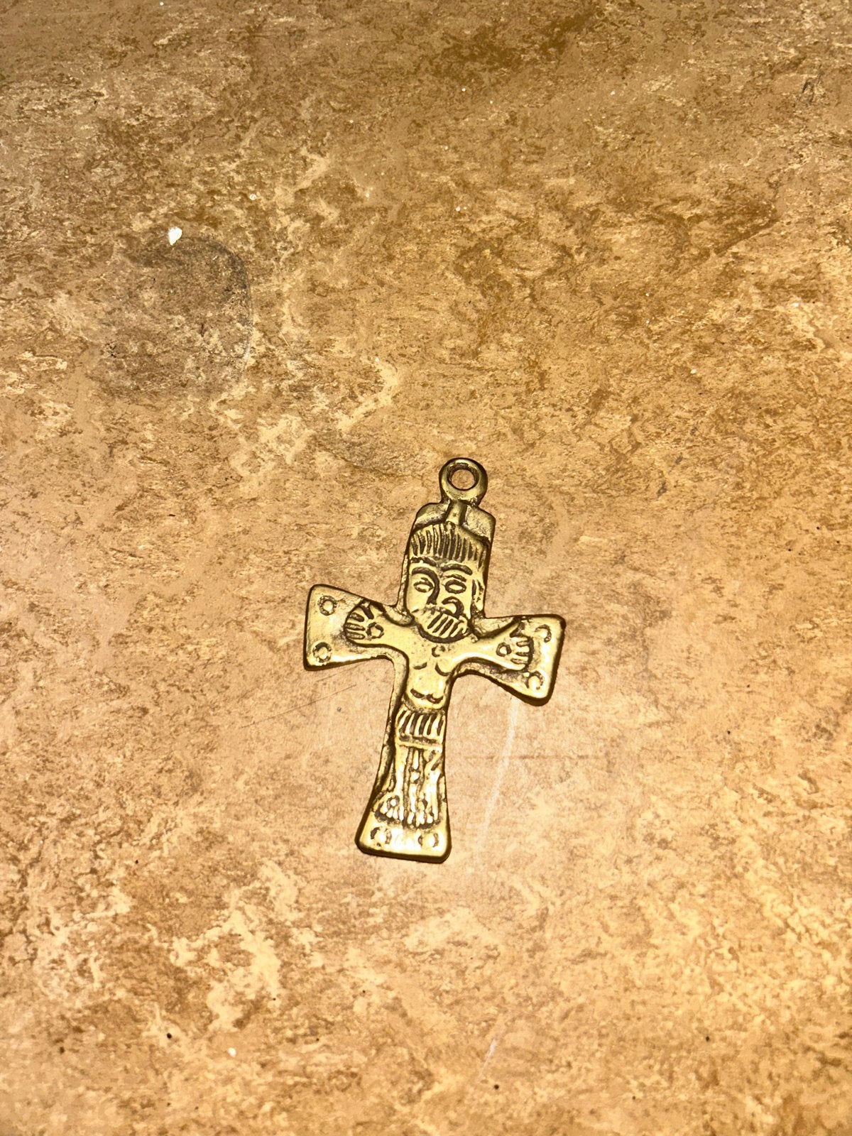 Vintage Gouden Kruis Hanger - Religieus Sieraad, Antiek en Kunst, Ophalen of Verzenden