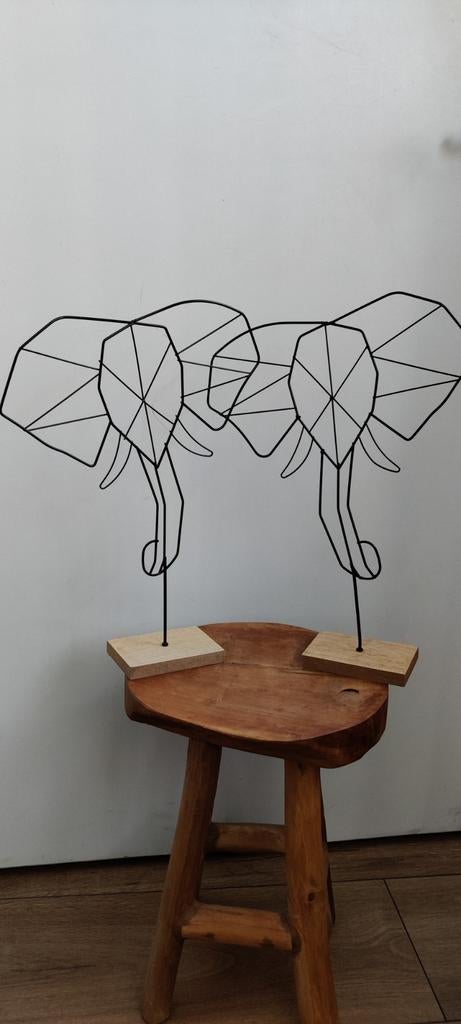 Set van 2 metalen olifanten decoratie, Huis en Inrichting, Woonaccessoires | Overige, Ophalen, Zwart, Zo goed als nieuw, Metaal